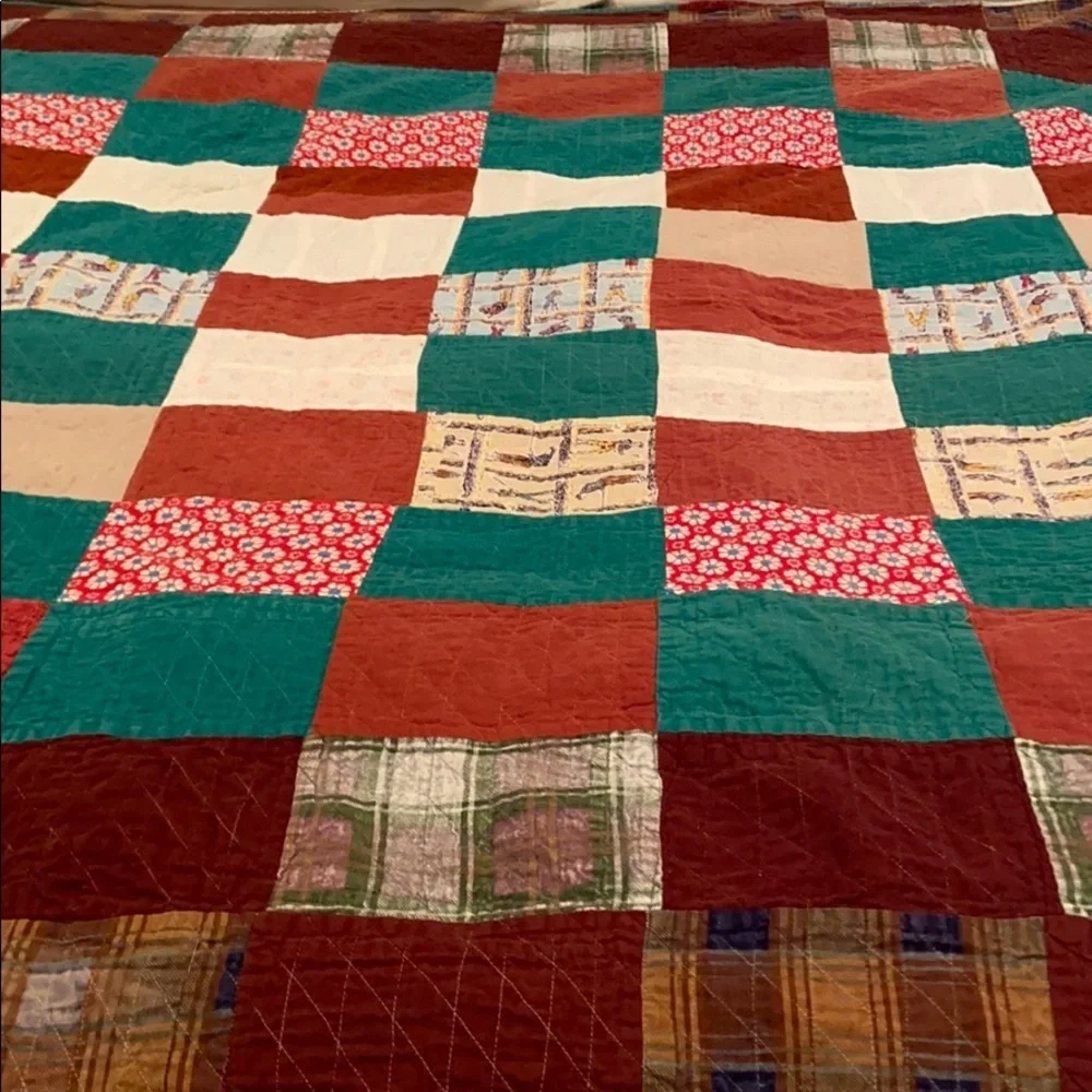 Vintage Handmade Pieced Quilt Reversible
